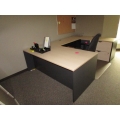 Blonde w Grey C / U Suite Desk w 2 Drawer Lateral File